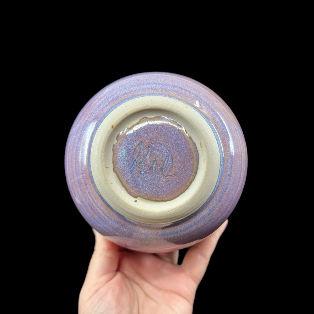 Handmade Pottery Bowl Lavender Glaze Handthrown Signed Studio Pottery - Picture 6 of 12